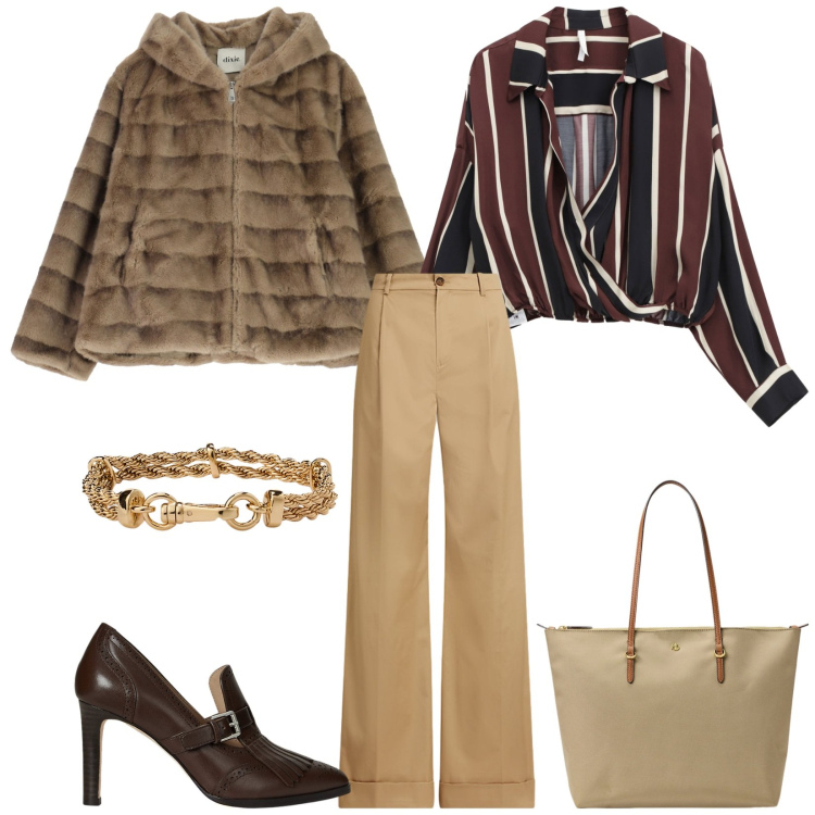 Outfit donna - Total look #2261763. Stile Glamour per Serata fuori. Abbinamento con blazer, camicie, borse tote, pantaloni, décolleté, braccialetti.