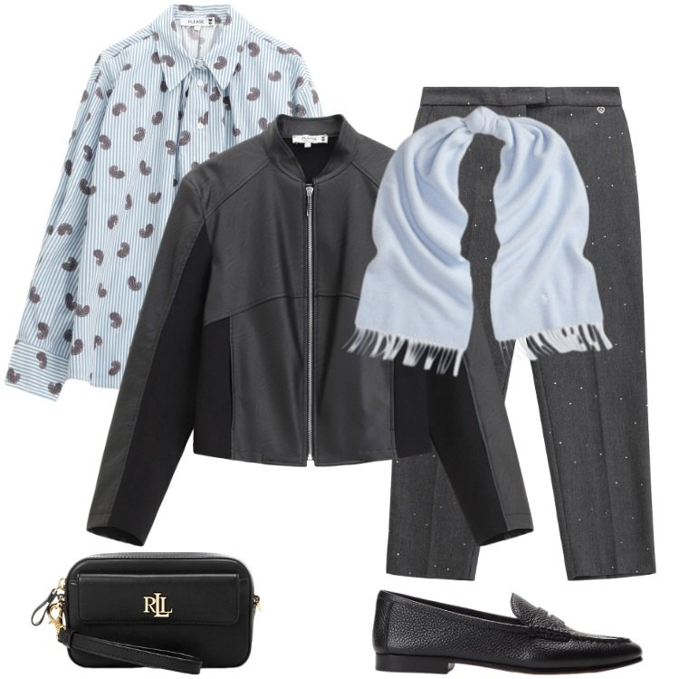 Outfit donna - Total look #2261820. Stile Mannish per Serata fuori. Abbinamento con blazer, camicie, pantaloni, mocassini, pochette, sciarpe.