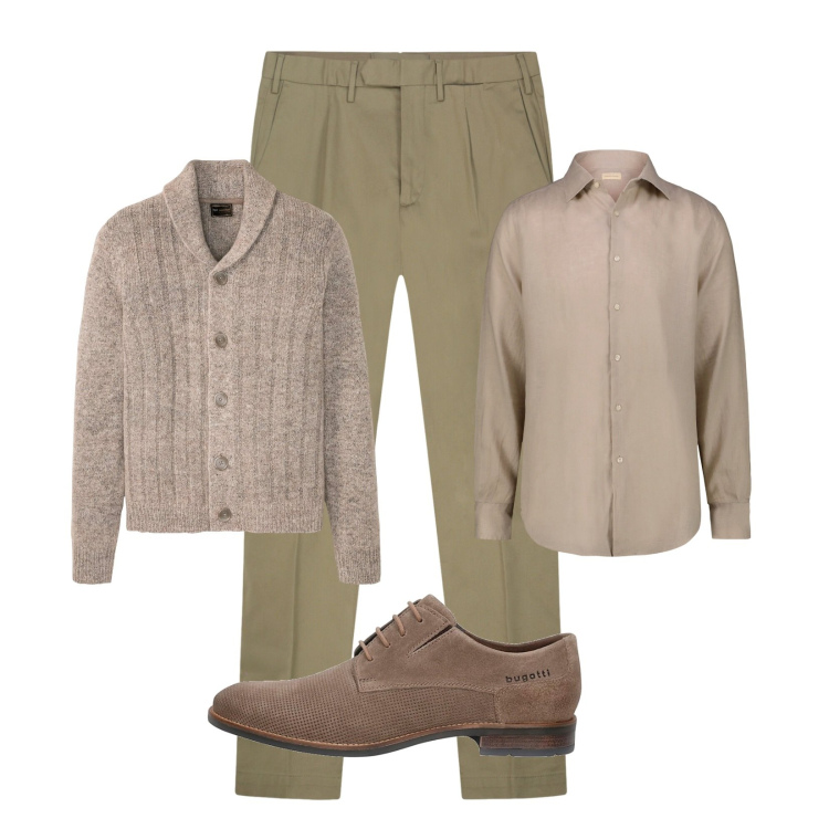 Outfit uomo - Minimal urbano!. Stile Urban per Ufficio. Abbinamento con cardigans, camicie, scarpe stringate, pantaloni.