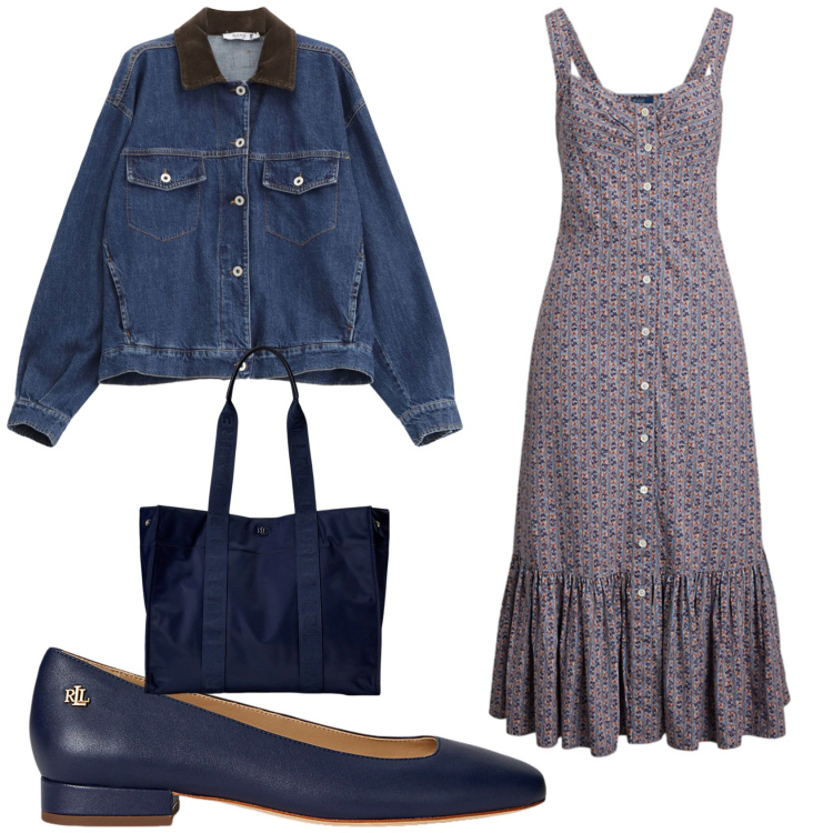 Outfit donna - L\'abito a camicia. Stile Romantica per Tutti i giorni. Abbinamento con blazer, borse tote, ballerine, vestiti.