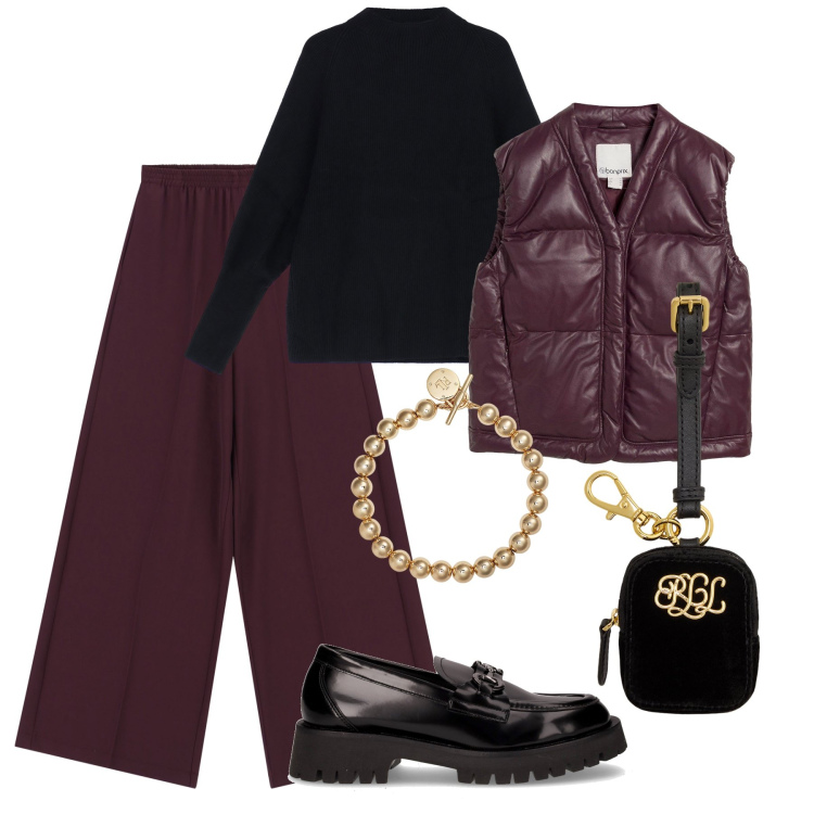 Outfit donna - Gilet trapuntato in nappa. Stile Urban per Tutti i giorni. Abbinamento con piumini, maglieria, pantaloni a palazzo, braccialetti, pochette, mocassini.