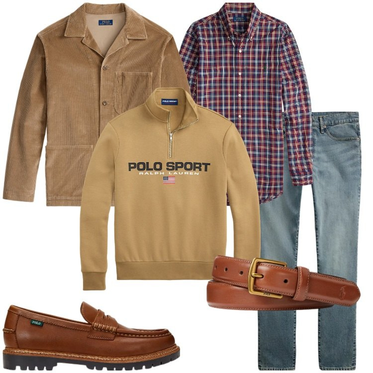 Outfit uomo - Campagna inglese. Stile Trendy per Tutti i giorni. Abbinamento con cinture, jeans, scarpe stringate, giacche, camicie, felpe.