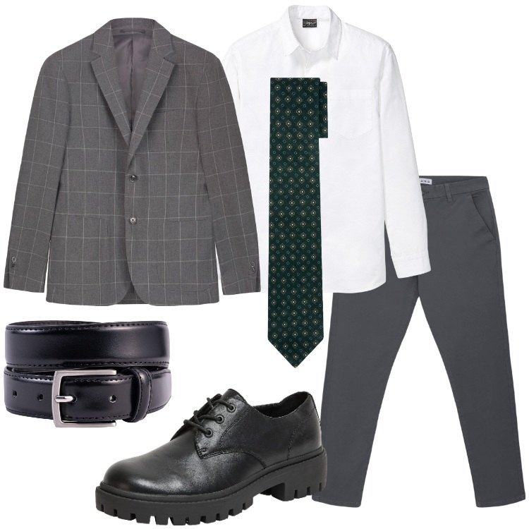 Outfit uomo - Colloquio di lavoro. Stile Business/Elegante per Ufficio. Abbinamento con camicie, scarpe stringate, pantaloni chino, cravatte, cinture, giacche.