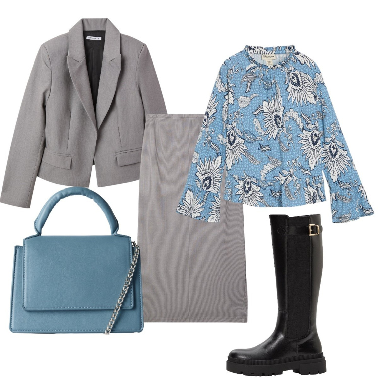 Outfit donna - Tonalità delicate. Stile Bon Ton per Tutti i giorni. Abbinamento con bluse, stivali, blazer, gonne longuette, borse a tracolla.