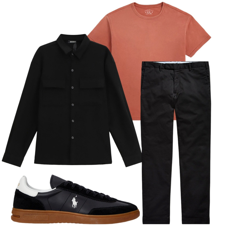 Outfit uomo - Total look #2261932. Stile Casual per Tutti i giorni. Abbinamento con camicie, pantaloni chino, sneakers, t-shirt.