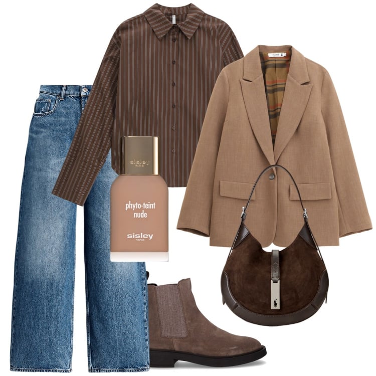 Outfit donna - My Urban Style. Stile Urban per Tutti i giorni. Abbinamento con fondotinta, blazer, camicie, borse a spalla, jeans, stivaletti chelsea.