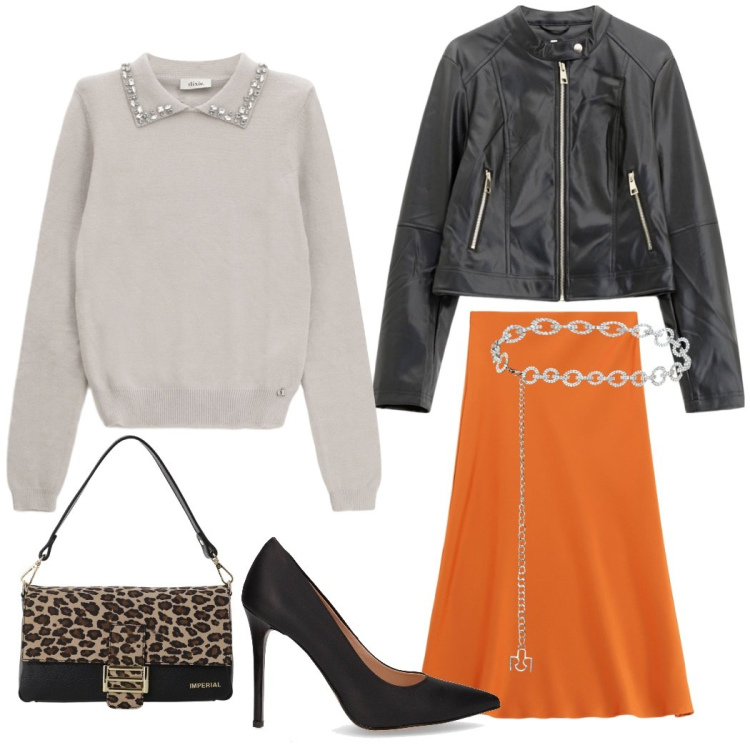 Outfit donna - Rock romantica. Stile Romantica per Serata fuori. Abbinamento con cinture, giacche, gonne longuette, borse a spalla, maglieria, décolleté.