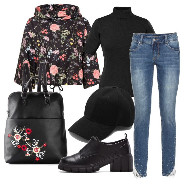 Outfit femme - Octobre. Style Casual pour Tous les jours. Assortir avec pulls, sacs à dos, sweat-shirts, jeans, mocassins, chapeaux.