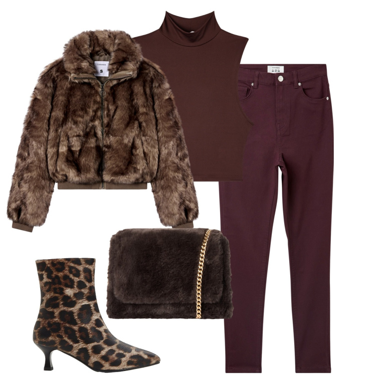 Outfit donna - Minimal. Stile Minimal per Tutti i giorni. Abbinamento con stivaletti, pantaloni skinny, top, borse a tracolla, ecopellicce.