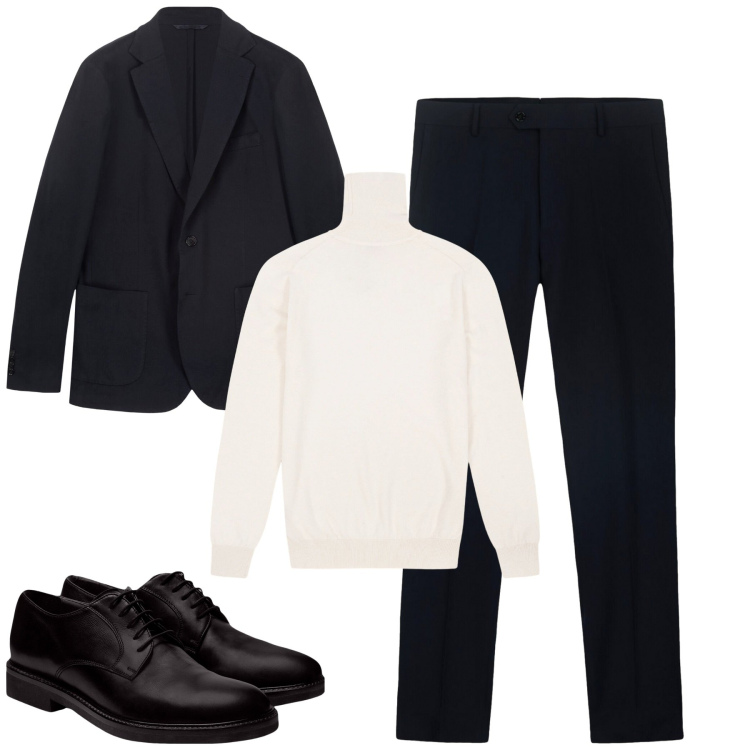 Outfit uomo - City. Stile Urban per Tutti i giorni. Abbinamento con scarpe stringate, giacche, maglieria, pantaloni.