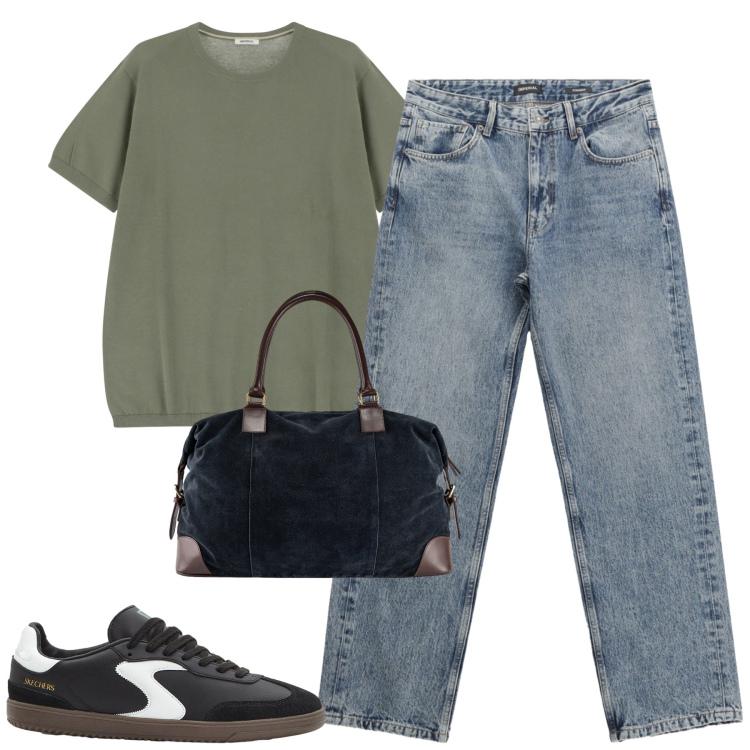 Outfit uomo - Total look #2262069. Stile Casual per Tutti i giorni. Abbinamento con sneakers, t-shirt, jeans dritti, borse sportive.