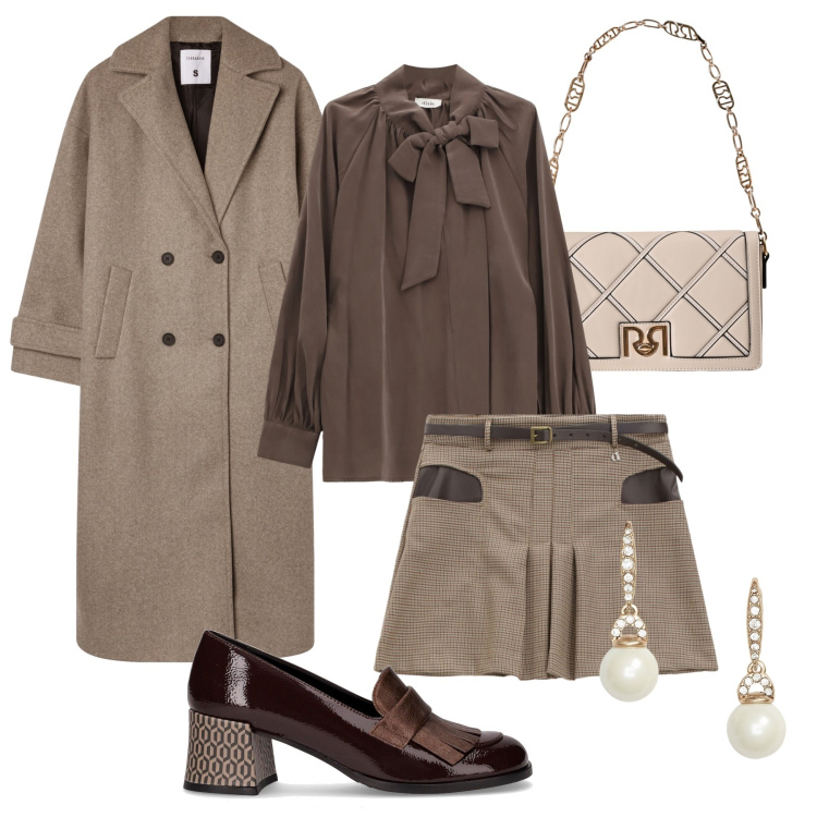 Outfit donna - Mini e mocassini glam. Stile Glamour per Tutti i giorni. Abbinamento con cappotti, bluse, minigonne, borse a tracolla, orecchini, mocassini.