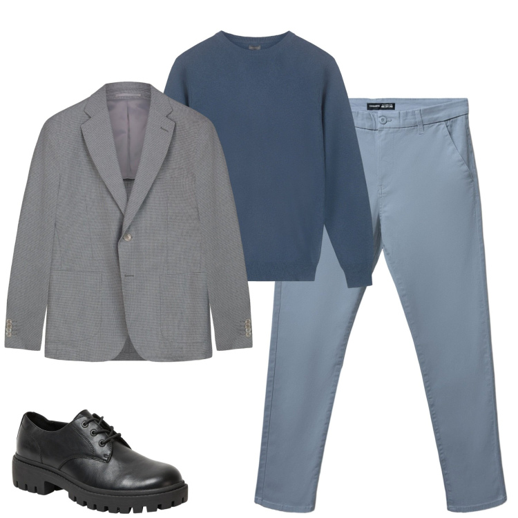 Outfit uomo - Total look #2262075. Stile Urban per Tutti i giorni. Abbinamento con scarpe stringate, pantaloni chino, giacche, maglieria.