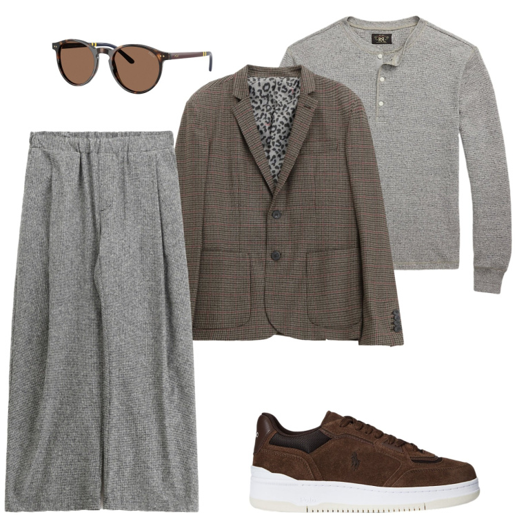 Outfit uomo - Minimal autunnale. Stile Urban per Ufficio. Abbinamento con pantaloni, giacche, sneakers, t-shirt, occhiali da sole.