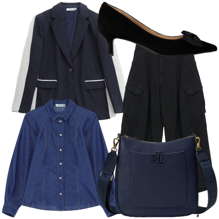 Outfit donna - Ufficio Please e Lauren. Stile Bon Ton per Ufficio. Abbinamento con pantaloni, blazer, camicie, borse a tracolla, décolleté.