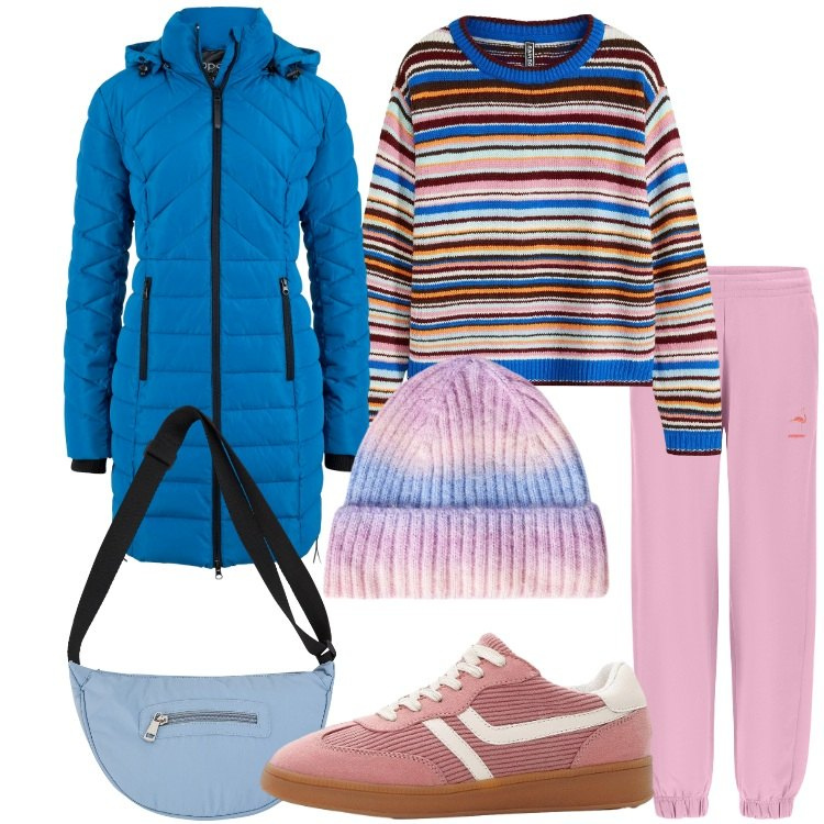 Outfit donna - Autunno a colori vivaci - @laurafo. Stile Casual per Tutti i giorni. Abbinamento con blazer, maglieria, sneakers, borse a tracolla, berretti, pantaloni.