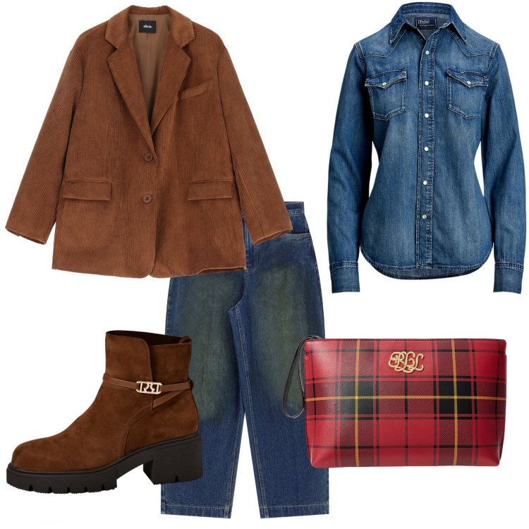 Outfit donna - Il blazer salva look. Stile Urban per Ufficio. Abbinamento con jeans, blazer, stivaletti, camicie, pochette.
