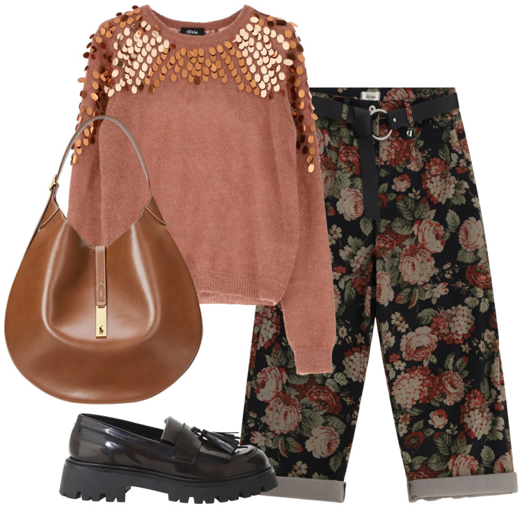 Outfit donna - Total look #2262249. Stile Casual chic per Tutti i giorni. Abbinamento con pullovers, mocassini, pantaloni a palazzo, borse a spalla.