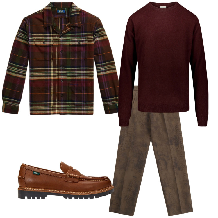 Outfit uomo - Total look #2262301. Stile Casual per Tutti i giorni. Abbinamento con pantaloni, scarpe stringate, giacche, maglieria.