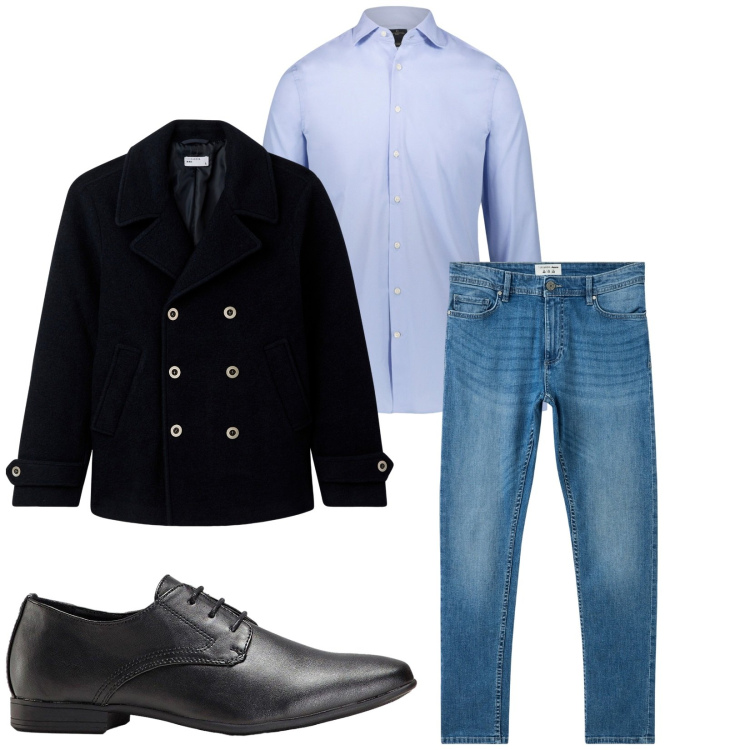 Outfit uomo - Total look #2262313. Stile Business/Elegante per Ufficio. Abbinamento con scarpe stringate, jeans skinny, cappotti, camicie.