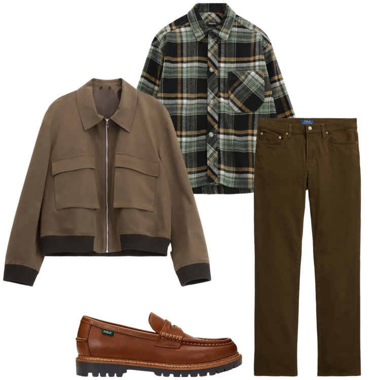 Outfit uomo - Total look #2262326. Stile Casual per Tutti i giorni. Abbinamento con camicie, giacche, scarpe stringate, pantaloni.