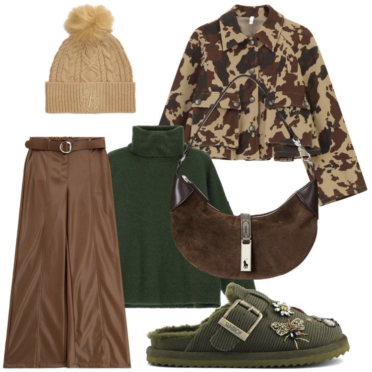 Outfit donna - Il pull vibrante verde oliva. Stile Military per Tutti i giorni. Abbinamento con pantaloni, cappotti, maglieria, borse a spalla, berretti, sabot.