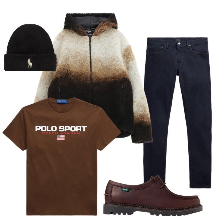 Outfit uomo - Giornata casual. Stile Casual per Tutti i giorni. Abbinamento con giacche, berretti, scarpe stringate, jeans, t-shirt.