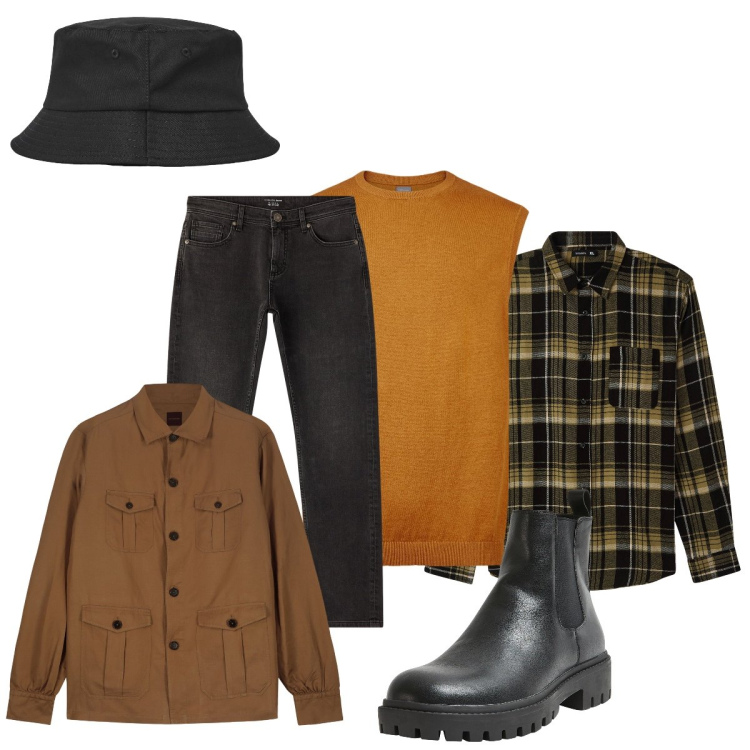 Outfit uomo - Versatile e comodo. Stile Casual per Tutti i giorni. Abbinamento con stivali e stivaletti, camicie, cappelli con visiera, jeans, gilet, cappotti.