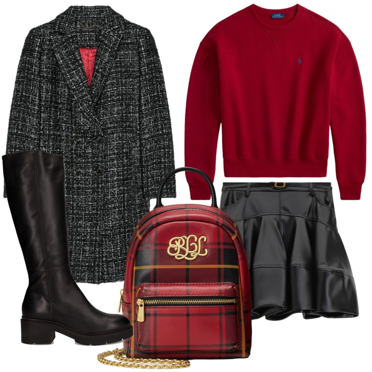 Outfit donna - Lo stivale per l\'autunno. Stile Minimal per Scuola/Università. Abbinamento con minigonne, felpe, borse a tracolla, cappotti, stivali.
