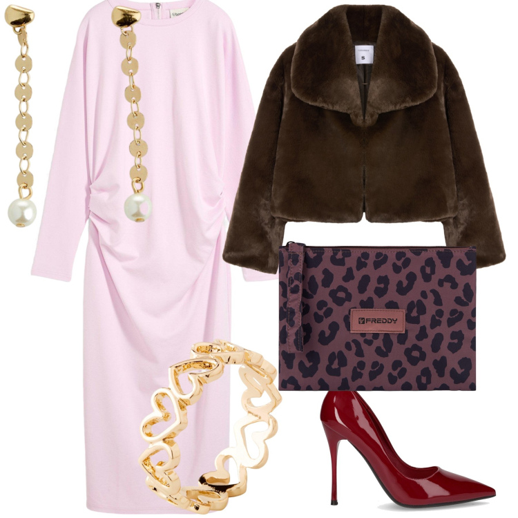 Outfit donna - Cuori e perle nei bijoux. Stile Glamour per Cerimonia. Abbinamento con anelli, orecchini, vestiti midi/longuette, ecopellicce, clutch, décolleté.