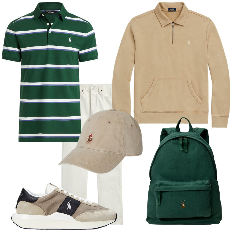 Outfit uomo - Le foglie cambiano. Stile Trendy per Tutti i giorni. Abbinamento con felpe, jeans dritti, cappelli, sneakers, polo, borse sportive.