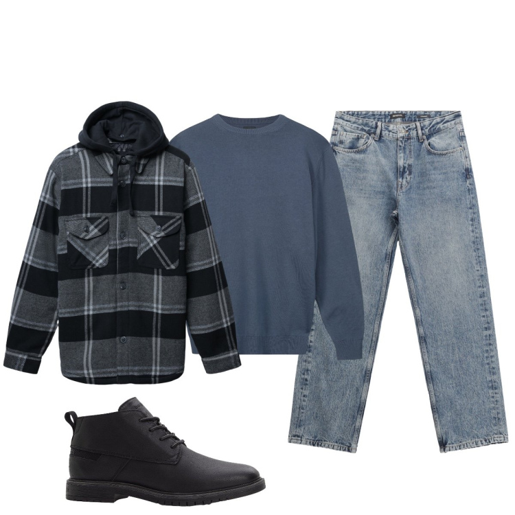 Outfit uomo - Oggi riposo. Stile Urban per Tutti i giorni. Abbinamento con stivali e stivaletti, giacche, jeans dritti, maglieria.