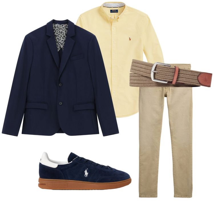 Outfit uomo - Total look #2262540. Stile Casual per Ufficio. Abbinamento con giacche, cinture, camicie, jeans, sneakers.