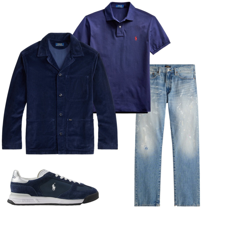 Outfit uomo - Total look #2262553. Stile Casual per Tutti i giorni. Abbinamento con polo, sneakers, giacche, jeans dritti.