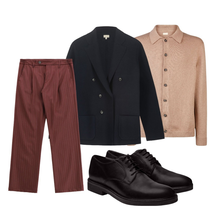 Outfit uomo - Doppelganger per l’ufficio. Stile Business/Elegante per Ufficio. Abbinamento con pantaloni, scarpe stringate, giacche, polo.