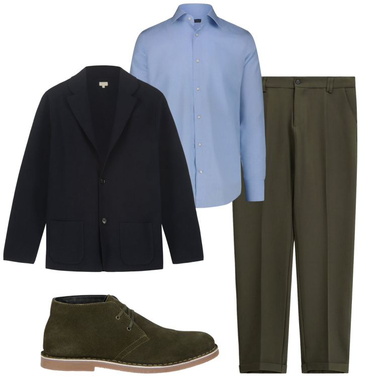 Outfit uomo - Total look #2262588. Stile Urban per Tutti i giorni. Abbinamento con pantaloni chino, stivali e stivaletti, giacche, camicie.