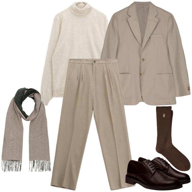 Outfit uomo - Total look #2262622. Stile Business/Elegante per Ufficio. Abbinamento con pantaloni, maglieria, calzini, scarpe stringate, giacche, sciarpe.