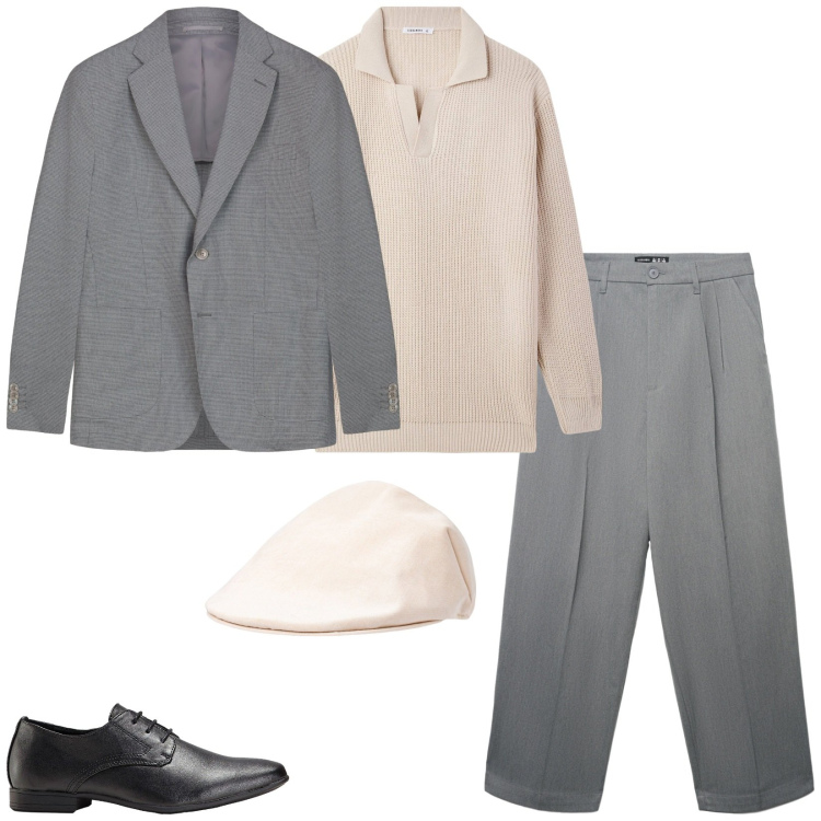 Outfit uomo - Total look #2262625. Stile Business/Elegante per Ufficio. Abbinamento con scarpe stringate, pantaloni, maglieria, cappelli e berretti, giacche.
