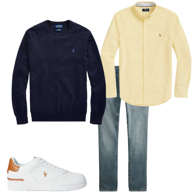 Outfit uomo - Total look #2262643. Stile Casual per Tutti i giorni. Abbinamento con jeans, camicie, maglieria, sneakers.