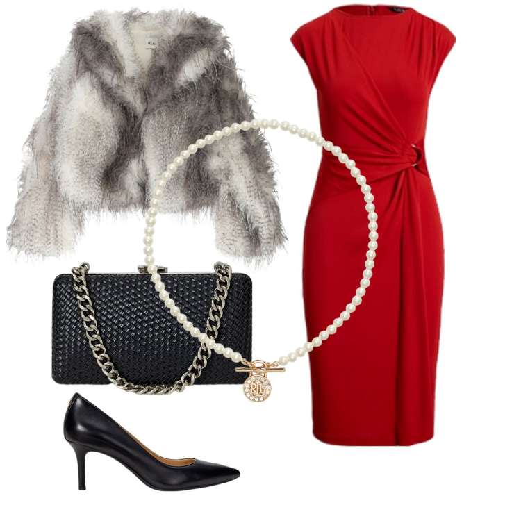 Outfit donna - Total look #2262721. Stile Glamour per Serata fuori. Abbinamento con blazer, ciondoli, clutch, vestiti, décolleté.