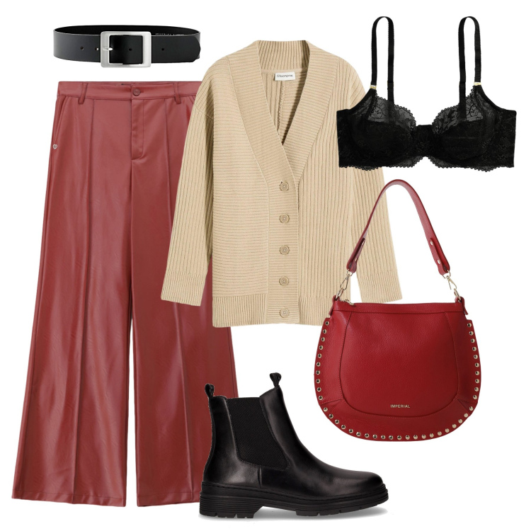 Outfit donna - Cardigan over fit urbano. Stile Urban per Tutti i giorni. Abbinamento con cardigans, cinture, pantaloni, borse a spalla, reggiseni, stivaletti chelsea.