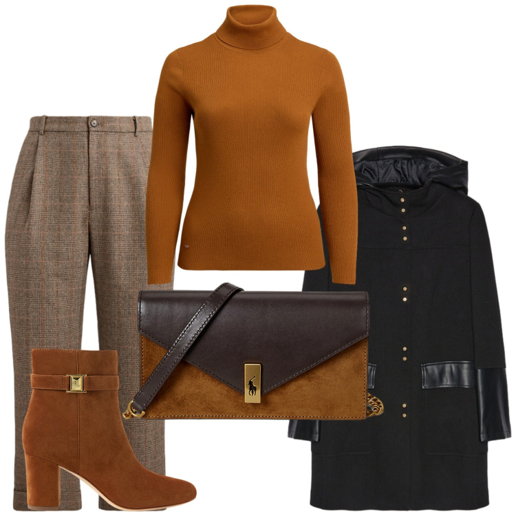 Outfit donna - Total look #2262876. Stile Glamour per Serata fuori. Abbinamento con clutch, pantaloni, maglieria, stivaletti, cappotti.