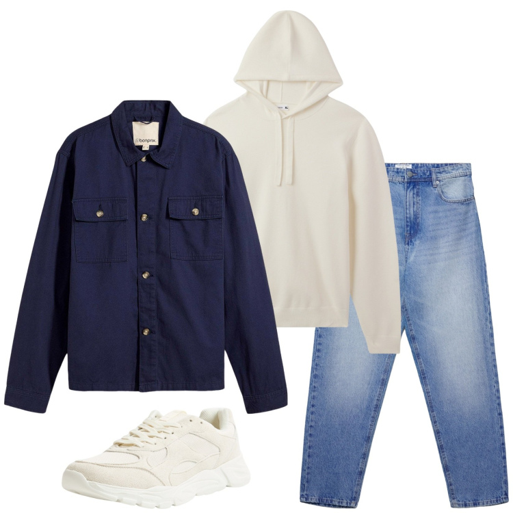 Outfit uomo - Total look #2262884. Stile Casual per Tutti i giorni. Abbinamento con giacche, sneakers, maglieria, jeans.