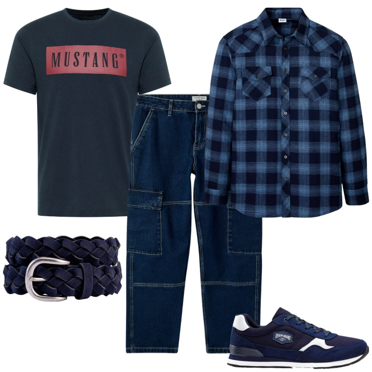 Outfit uomo - Country style. Stile Casual per Tutti i giorni. Abbinamento con camicie, sneakers, t-shirt, jeans, cinture.