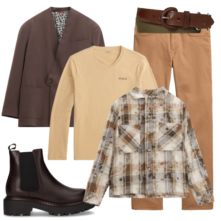 Outfit uomo - L’arte del layering. Stile Casual per Ufficio. Abbinamento con camicie, giacche, cinture, t-shirt, pantaloni, stivali e stivaletti.