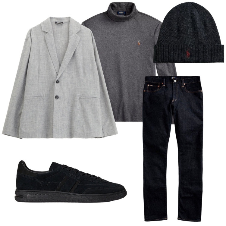 Outfit uomo - Total look #2262984. Stile Casual per Tutti i giorni. Abbinamento con giacche, berretti, jeans, polo, sneakers.