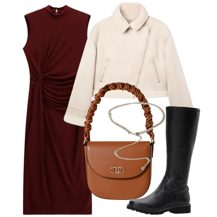 Outfit donna - Minimal autunnale. Stile Minimal per Tutti i giorni. Abbinamento con stivali, giacche, borse a mano, vestiti midi/longuette, cinture.