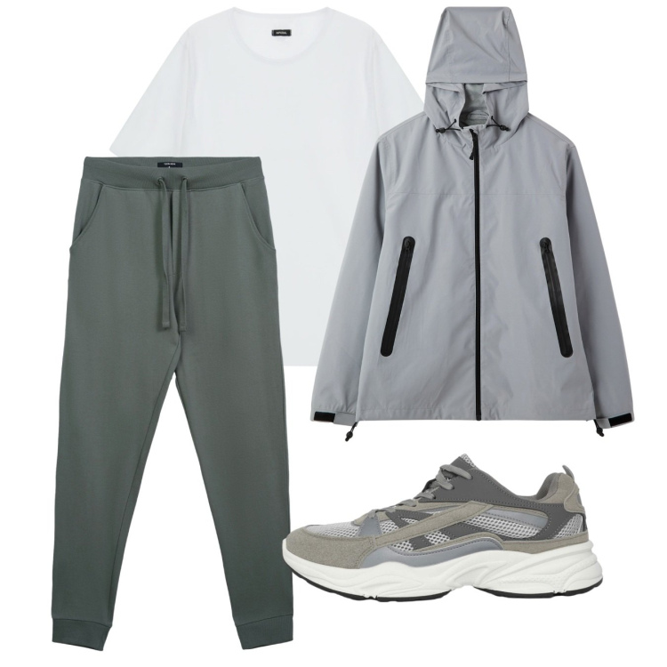 Outfit uomo - Ottobre. Stile Urban per Sport. Abbinamento con sneakers, giacche, pantaloni, t-shirt.