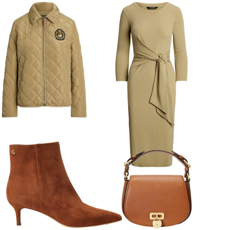 Outfit donna - L\'autunno di Ralph Lauren. Stile Casual chic per Tutti i giorni. Abbinamento con vestiti, borse a tracolla, stivaletti, giacche.