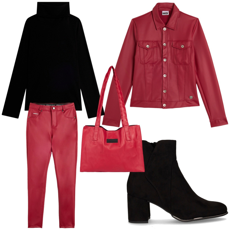 Outfit donna - Fall season sale Bantoa. Stile Casual per Tutti i giorni. Abbinamento con maglieria, shopping bag, giacche, pantaloni skinny, stivaletti.